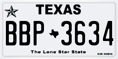 TX license plate BBP3634