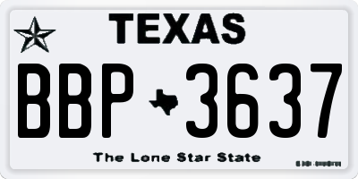 TX license plate BBP3637