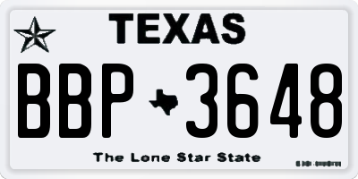 TX license plate BBP3648
