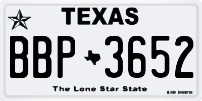 TX license plate BBP3652