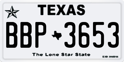 TX license plate BBP3653