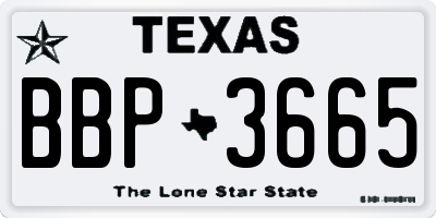 TX license plate BBP3665