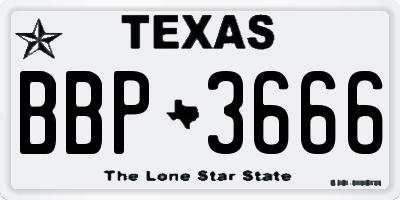 TX license plate BBP3666