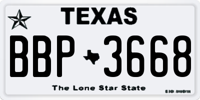 TX license plate BBP3668