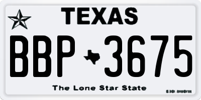 TX license plate BBP3675