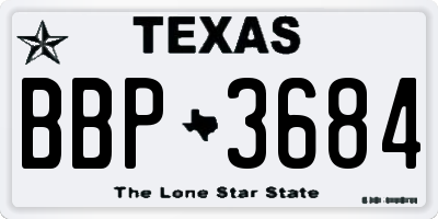 TX license plate BBP3684