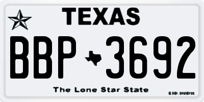 TX license plate BBP3692