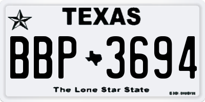 TX license plate BBP3694