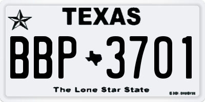 TX license plate BBP3701