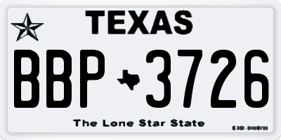 TX license plate BBP3726