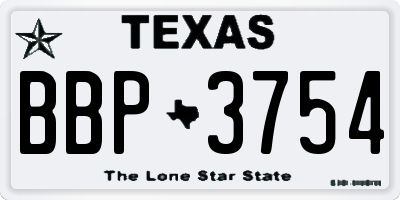 TX license plate BBP3754