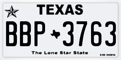TX license plate BBP3763