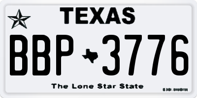 TX license plate BBP3776