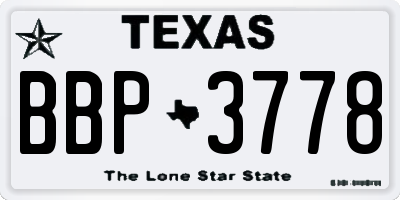 TX license plate BBP3778