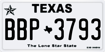 TX license plate BBP3793