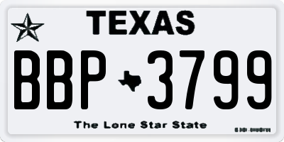 TX license plate BBP3799
