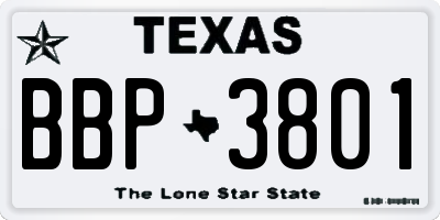 TX license plate BBP3801