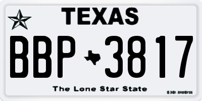 TX license plate BBP3817
