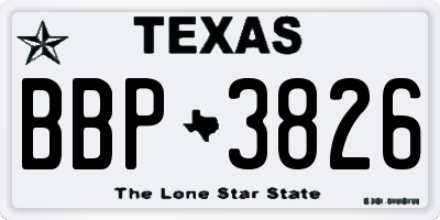 TX license plate BBP3826