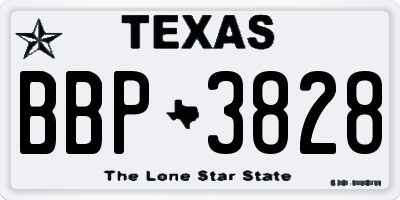 TX license plate BBP3828