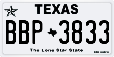 TX license plate BBP3833