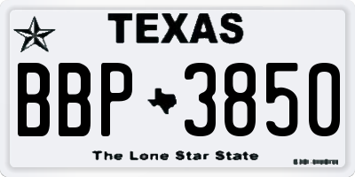 TX license plate BBP3850