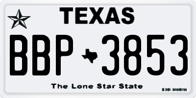 TX license plate BBP3853