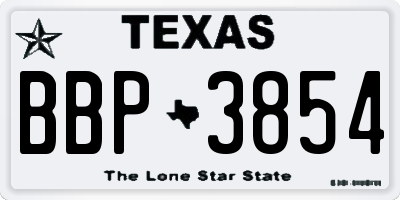 TX license plate BBP3854
