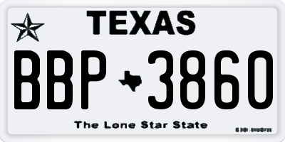 TX license plate BBP3860