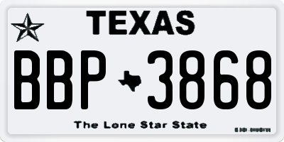 TX license plate BBP3868