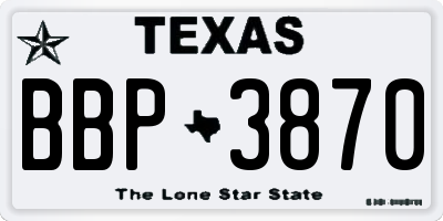 TX license plate BBP3870