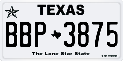 TX license plate BBP3875