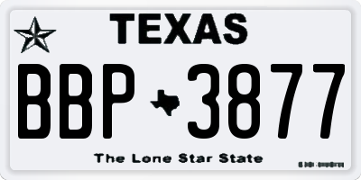 TX license plate BBP3877