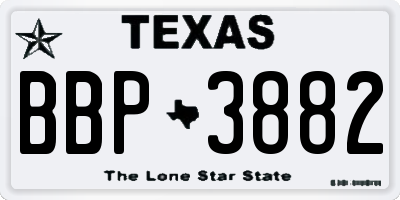 TX license plate BBP3882