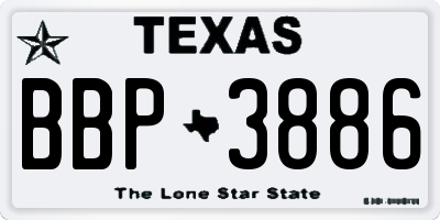 TX license plate BBP3886