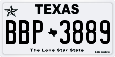 TX license plate BBP3889