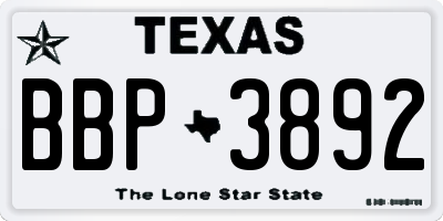 TX license plate BBP3892