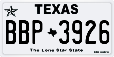 TX license plate BBP3926