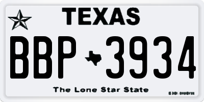 TX license plate BBP3934