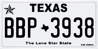 TX license plate BBP3938