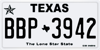 TX license plate BBP3942