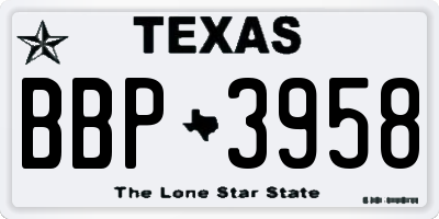 TX license plate BBP3958