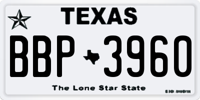 TX license plate BBP3960