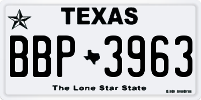 TX license plate BBP3963
