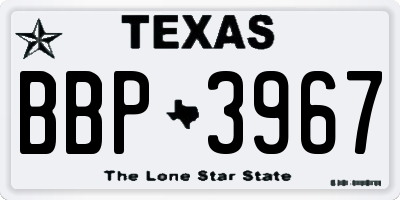 TX license plate BBP3967