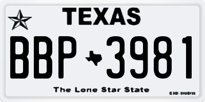 TX license plate BBP3981