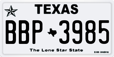 TX license plate BBP3985