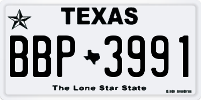 TX license plate BBP3991