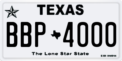 TX license plate BBP4000