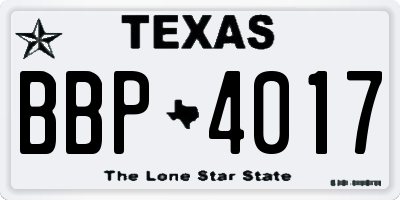 TX license plate BBP4017